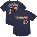 Personalized Vintage USA Flag Baseball Jersey in Navy and Cream Mesh - Authentic Throwback Design Personalized Navy Vintage