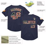 Personalized Vintage USA Flag Baseball Jersey in Navy and Cream Mesh - Authentic Throwback Design Personalized Navy Vintage
