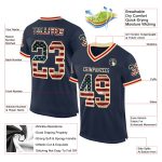 Personalized Vintage USA Flag Mesh Football Jersey with Custom Name and Number - Navy, Cream-Red Throwback Team Apparel Personalized