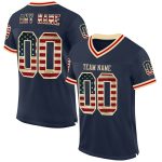 Personalized Vintage USA Flag Mesh Football Jersey with Custom Name and Number - Navy, Cream-Red Throwback Team Apparel Personalized