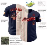 Personalized Vintage USA Flag Baseball Jersey with Custom Name & Number - Cream-Red Pinstripe Authentic Design Personalized