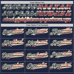 Custom Name and Number Vintage USA Flag Baseball Jersey - Personalized Navy Crimson-Cream Raglan Sleeves Personalized Navy