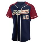 Custom Name and Number Vintage USA Flag Baseball Jersey - Personalized Navy Crimson-Cream Raglan Sleeves Personalized Navy
