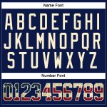 Custom Personalized Navy Vintage USA Flag Hockey Jersey with Lace Neck - Crimson-Cream Team Name and Number Personalized