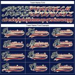 Custom Personalized Navy Vintage USA Flag Hockey Jersey with Lace Neck - Crimson-Cream Team Name and Number Personalized