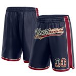 Custom Name Number Vintage USA Flag Basketball Shorts Maroon Cream Authentic Personalized Navy Team Personalized Navy Vintage