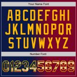 Custom Name and Number Vintage USA Flag Bomber Jacket Maroon-Gold Varsity Letterman Full-Snap Fashion Attire Personalized