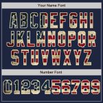 Personalized Vintage USA Flag Baseball Jersey with Custom Name & Number, Navy Red-Cream Pinstripe Team Apparel Personalized
