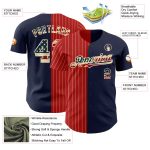 Personalized Vintage USA Flag Baseball Jersey with Custom Name & Number, Navy Red-Cream Pinstripe Team Apparel Personalized