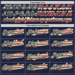 Personalized Vintage USA Flag Baseball Jersey with Custom Name & Number, Navy Red-Cream Pinstripe Team Apparel Personalized