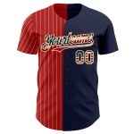 Personalized Vintage USA Flag Baseball Jersey with Custom Name & Number, Navy Red-Cream Pinstripe Team Apparel Personalized