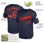 Customizable Vintage USA Flag Baseball Jersey with Red Mesh, Personalized Team Name & Number - Authentic Throwback Design