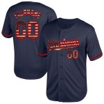 Customizable Vintage USA Flag Baseball Jersey with Red Mesh, Personalized Team Name & Number - Authentic Throwback Design