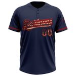 Custom Navy Vintage USA Flag Softball Jersey with Name & Number - Red Two-Button Unisex Apparel Personalized Navy Vintage