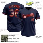 Custom Navy Vintage USA Flag Softball Jersey with Name & Number - Red Two-Button Unisex Apparel Personalized Navy Vintage