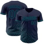 Custom Name and Number Personalized Vintage USA Flag Baseball Jersey - Navy Teal Leopard Print 3D Design Personalized Navy
