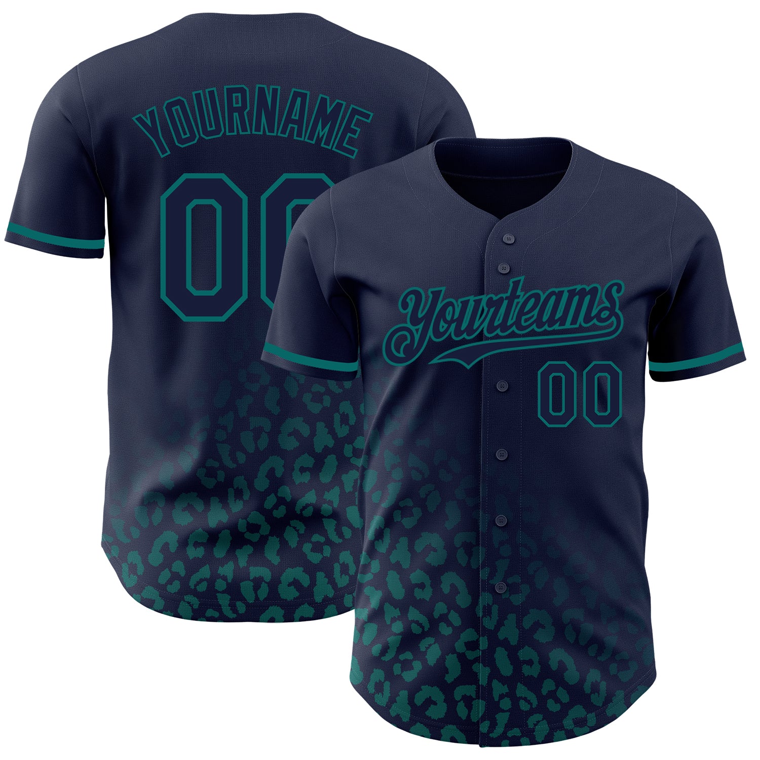 Custom Name and Number Personalized Vintage USA Flag Baseball Jersey - Navy Teal Leopard Print 3D Design Personalized Navy
