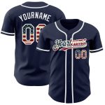 Custom Name and Number Vintage USA Flag Baseball Jersey - Personalized Navy Authentic Team Wear Personalized Navy Vintage
