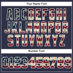 Personalized Vintage USA Flag Baseball Jersey Custom Name and Number - Navy White Mesh Authentic Team Apparel Personalized