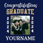 Custom Name and Number Navy White 3D Graduation T-Shirt - Team Performance Shirt Personalized Navy White 3D Graduation Performance