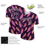Custom Name and Number Personalized 3D Pattern Feather Performance T-Shirt - Navy White Personalized Navy White 3D Pattern