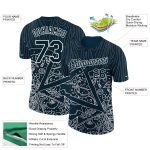 Custom Name and Number Personalized 3D Pattern Performance T-Shirt for Teams - Navy White Pizza Design Personalized Navy