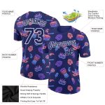Custom Name and Number Hawaii Summer Party T-Shirt - Personalized Navy White 3D Pattern Design for Performance Personalized