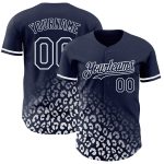 Custom Name Number Personalized Leopard Print Baseball Jersey 3D Pattern Navy White Fade Fashion Team Gear Personalized Navy