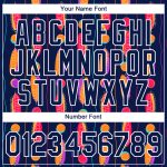 Custom Team Performance T-Shirt with Name & Number - Tropical Leaves 3D Pattern Design in Navy & White Personalized Navy