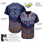 Personalized African Ethnic Style Vintage Floral Baseball Jersey Custom Name Number - Navy White 3D Pattern Design Personalized