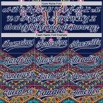 Personalized African Ethnic Style Vintage Floral Baseball Jersey Custom Name Number - Navy White 3D Pattern Design Personalized