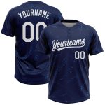Custom Unisex Softball Jersey with Personalized Name and Number - Navy White 3D Pattern Two-Button Design Personalized Navy