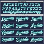 Custom Navy White Aqua Varsity Letterman Jacket - Personalized Bomber with Name and Number Full-Snap Design Personalized