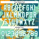 Custom Personalized Letterman Jacket with Navy White-Aqua 3D Flower Pattern - Full-Snap Varsity Bomber with Name & Number
