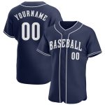 Custom Name and Number Authentic Baseball Jersey - Personalized Navy and White Team Jersey Personalized Navy White Authentic
