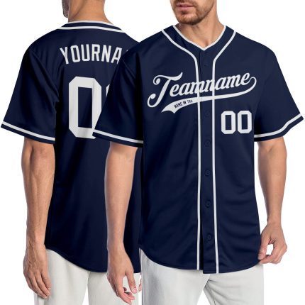 Personalized Authentic Baseball Jersey - Navy and White Design for Custom Sports Apparel Personalized Navy White Authentic