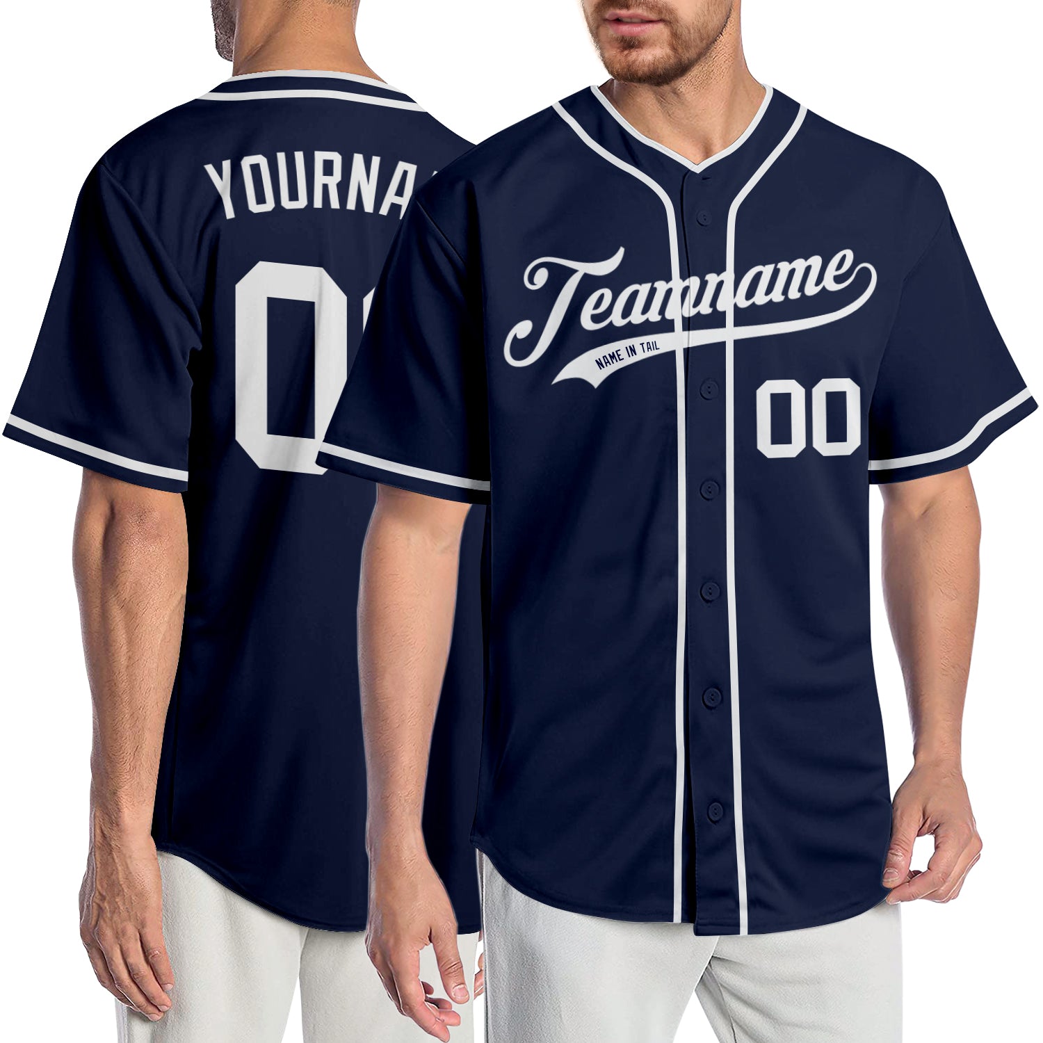 Personalized Authentic Baseball Jersey - Navy and White Design for Custom Sports Apparel Personalized Navy White Authentic