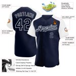 Custom Name and Number Personalized Baseball Jersey - Navy White Authentic Raglan Sleeves Personalized Navy White Authentic