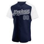 Custom Name and Number Personalized Baseball Jersey - Navy White Authentic Raglan Sleeves Personalized Navy White Authentic