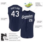 Personalized Authentic Baseball Jersey - Navy White Sleeveless Design Personalized Navy White Authentic Sleeveless Baseball