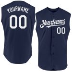Personalized Authentic Baseball Jersey - Navy White Sleeveless Design Personalized Navy White Authentic Sleeveless Baseball