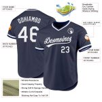 Custom Name and Number Throwback Baseball Jersey - Personalized Navy and White Team Jersey Personalized Navy White Authentic