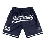 Custom Team Name Number Basketball Shorts - Personalized Navy White Authentic Throwback Shorts Personalized Navy White Authentic