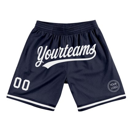 Custom Team Name Number Basketball Shorts - Personalized Navy White Authentic Throwback Shorts Personalized Navy White Authentic