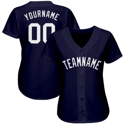 Custom Name and Number Baseball Jersey for Team - Personalized Navy and White Design Personalized Navy White Baseball Jersey
