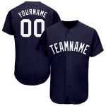 Custom Name and Number Baseball Jersey for Team - Personalized Navy and White Design Personalized Navy White Baseball Jersey