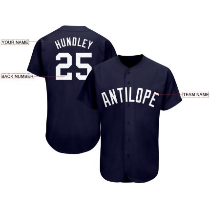 Custom Name and Number Baseball Jersey for Team - Personalized Navy and White Design Personalized Navy White Baseball Jersey