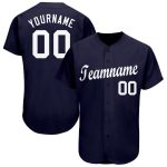 Personalized Navy and White Baseball Jersey for Men and Women - Custom Sports Apparel Personalized Navy White Baseball Jersey