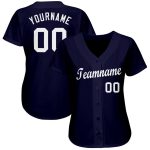 Personalized Navy and White Baseball Jersey for Men and Women - Custom Sports Apparel Personalized Navy White Baseball Jersey