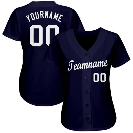 Personalized Navy and White Baseball Jersey for Men and Women - Custom Sports Apparel Personalized Navy White Baseball Jersey
